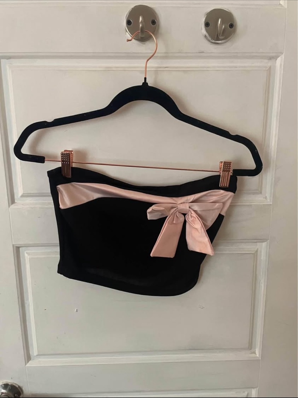 Black Strapless Bow-Accent Tube Top